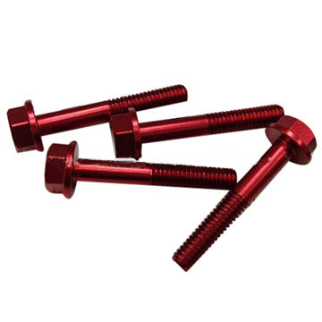 Hex head screw of aluminum red anodizing,0.05mm tolerance, OEM/ODM services welcomed